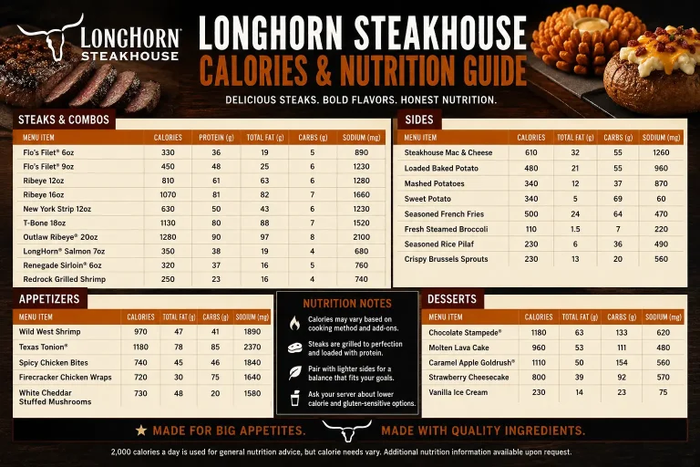 LongHorn Steakhouse Calories and Nutrition